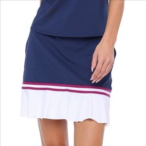 Belyn Key Billie Skort Golf Tennis Pickelball Navy Ruffle Pull On Pocket Size XL